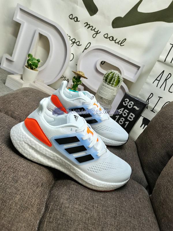 Adidas PureBoost 22 "Crystal White Orange" - Crystal White/Core Black/Cloud White - HQ8582 Classic Running Shoes