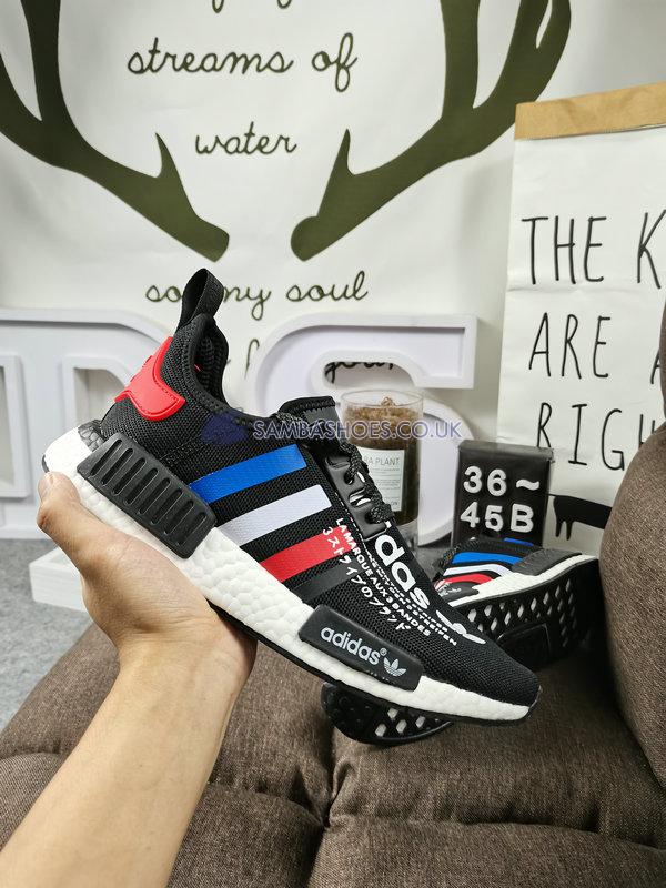 Atmos x Adidas NMD R1 "Black" - Black/White/Red/Blue - FV8428 Classic Originals Shoes