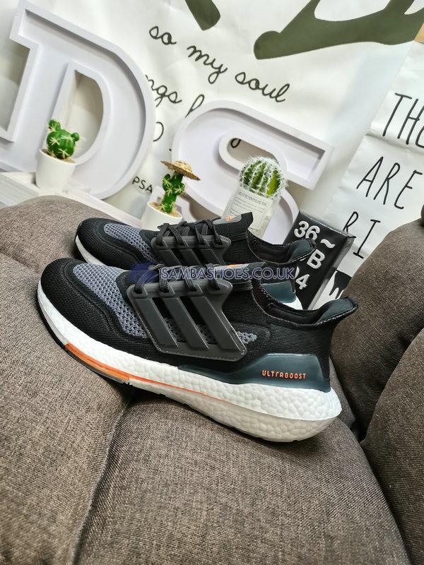 Adidas UltraBoost 21 "Black Screaming Orange" - Core Black/Blue Oxide/Screaming Orange - FY0389 Classic Running Shoes