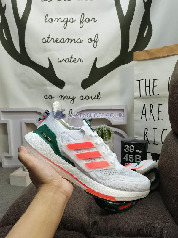 Adidas UltraBoost 21 "NCAA Pack - Miami" - Cloud White/Team Orange/Grey One - GX7966 Classic Running Shoes