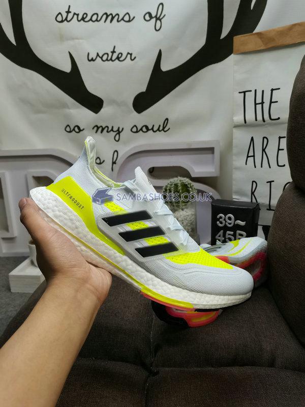 Adidas UltraBoost 21 "White Solar Yellow" - Cloud White/Core Black/Solar Yellow - FY0377 Classic Running Shoes