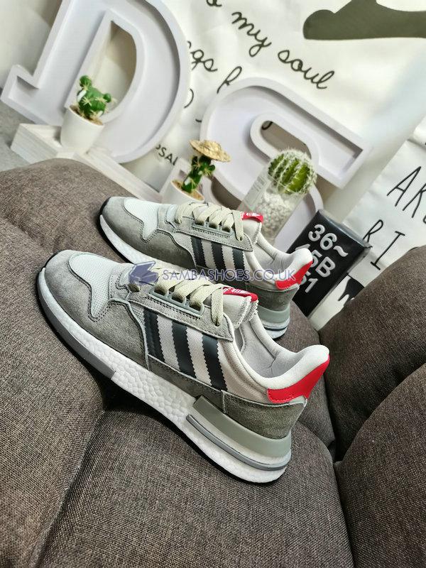 Adidas ZX 500 Boost "Grey" - Grey/White/Scarlet - B42204 Classic Originals Shoes