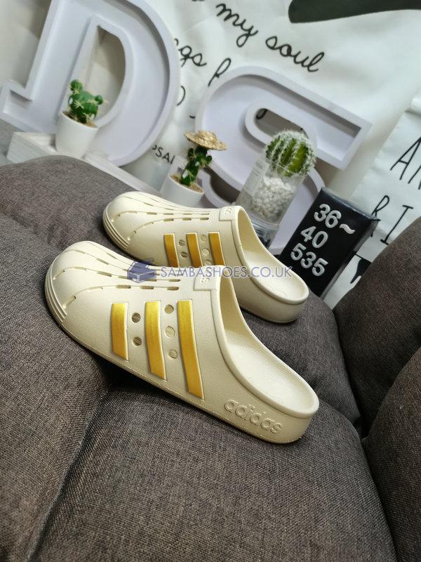 Adidas Adilette Clog "Wonder White Gold Metallic" - Wonder White/Gold Metallic/Wonder White - GY1827 Classic Originals Shoes