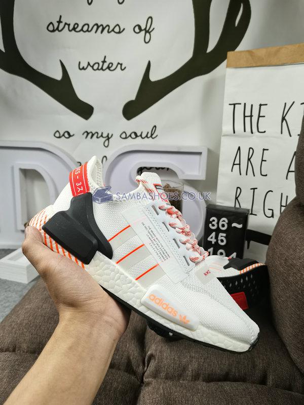 Adidas NMD_R1 V2 "White Solar Red" - Cloud White/Cloud White/Solar Red - FW6410 Classic Originals Shoes